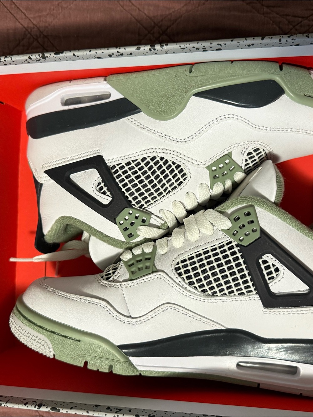 Jordan Women's White & Olive Green Retro Sneakers